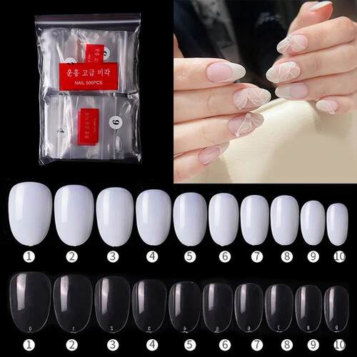 500pcs Cover Press on Nail Tips Transparent Fake short Fake