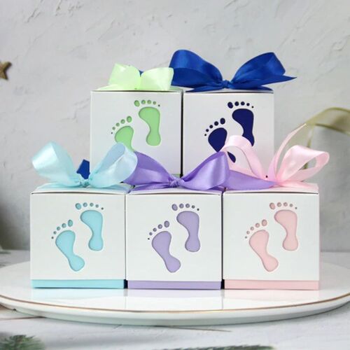 10/50/100pcs Baby Footprints Candy Box Sweet Container Favor
