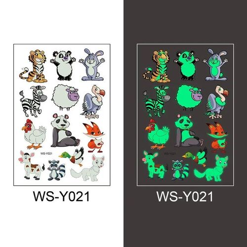 2Pcs Luminous Kid Temporary Fluorescent Glow Waterproof Tatt