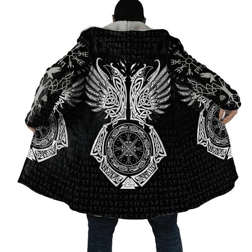 Winter Fashion Mens cloak Wolf Tattoo Dragon Rune 3D Printed