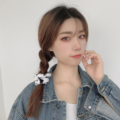 Cow Pattern Velvet Hair Ring Scrunchie Women Girls Elastic H