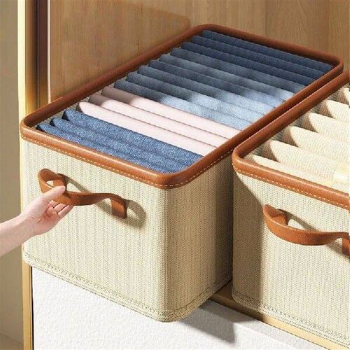 Clothing Storage Bins For Closet With PU Handles,Foldable