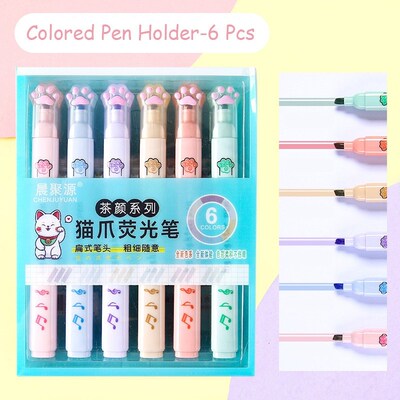 6PCS Highlighter Color Markers Pens Stabilo Slanted Tip Liqu