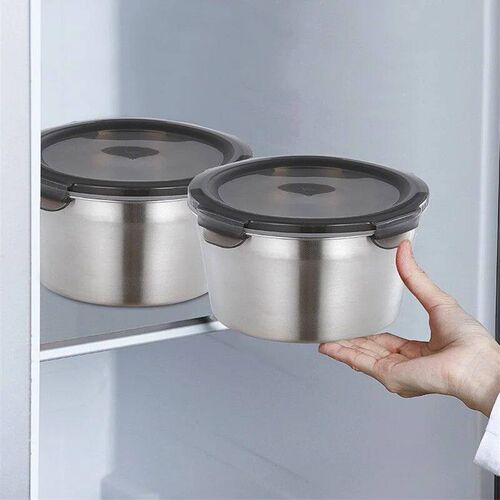 Stainless Steel Food Storage Box Round Sealed Crisper Lunch