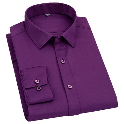 Mens Bamboo Fiber Classic Dress Long Sleeved Shirt Spring Au