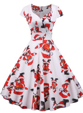 Christmas dress up womens square collar圣诞节装扮方领女装