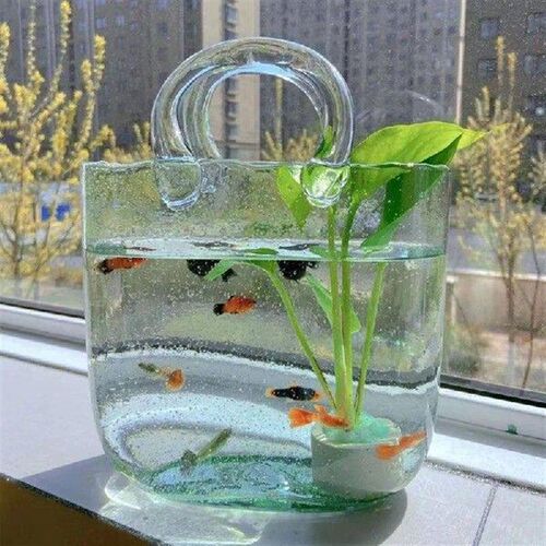 Clear Glass Vase Fish Organization Accessory Household