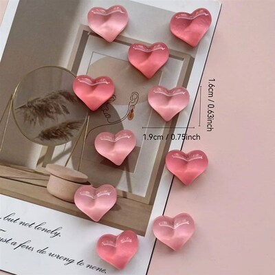 10pcs Heart-shaped Resin Refrigerator Magnets - Multifunctio