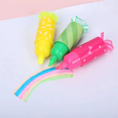 6 Pcs candy shape Highlighter Marker Pens Fluorescent Pen Dr