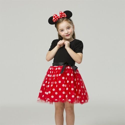 Girls Cosplay Cartoon Costume Kids Summer Short Sleeve Polka