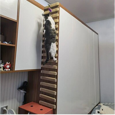 Toys Wall-mounted Activity Cat Wood Sisal Scratcher Climber