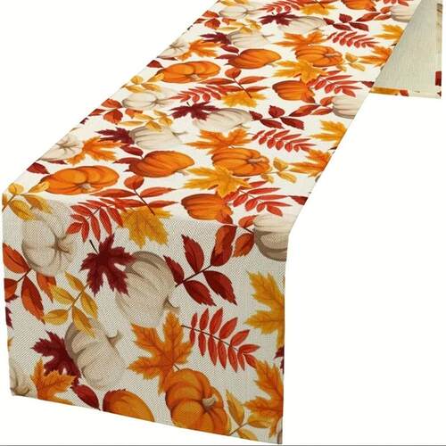 1pc, Autumn Table Runner, Thanksgiving Orange Brown and Yell