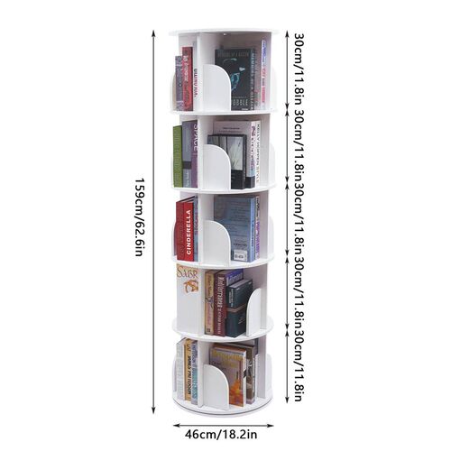 10 5-Tier Rotating Bookshelf 360 Rotating Stackable Shelve