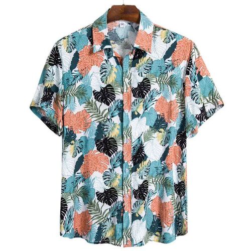 Mens Hawaiian Polyester Summer Short Sleeve Shirt Tropical