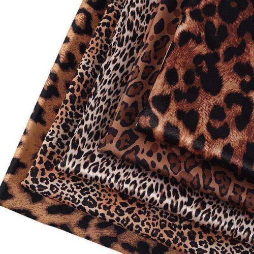 Manufacturers Ready-M Leopard Print Satin Fabric, Silky