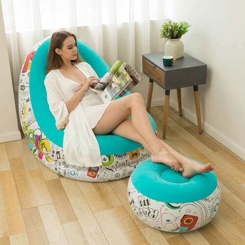 New Style Thickened Inflatable Lazy Sofa with Footstool Leis