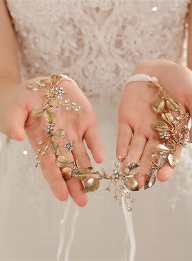 Leaves Hairband Bridal Tiaras Headdress Charm Girls Pearl Cr