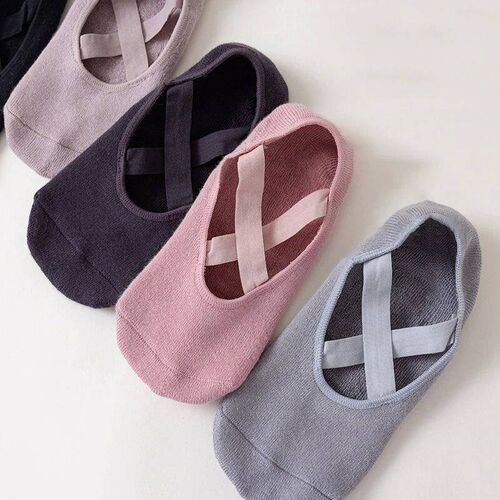 Women Breathable Towel Bottom Yoga Socks Silicone Non-Slip B