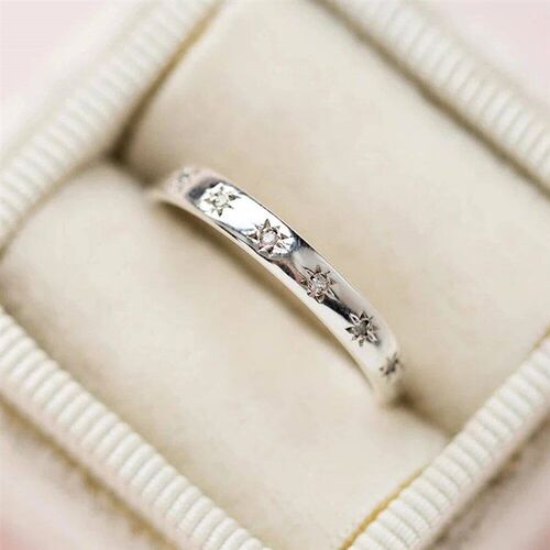 Huitan Korean Style Simple Metal Rings for Women Inlaid Shin
