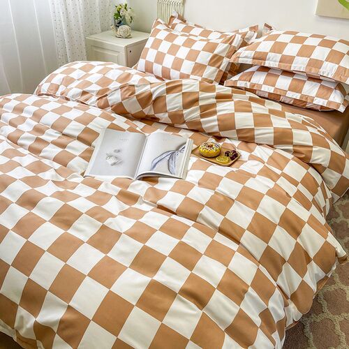 Plaid Nordic Black White Duvet Cover 240x220 Pillowcase Bed