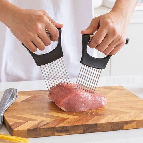1Pcs Colorful Onion Slicer with Stainless Steel Holder Easy