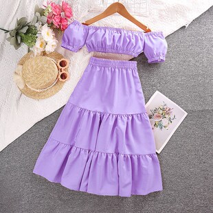 Outfit Kids Girls 5-12 Years Girls Purple One-Line Shoulder