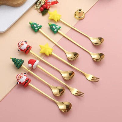 Christmas Spoons with Gift Box, Stainless Steel Stirring