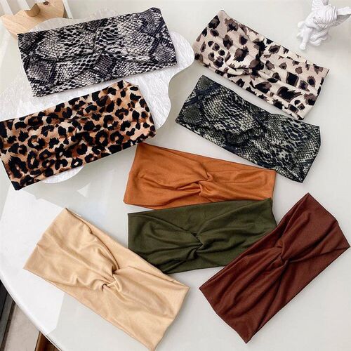 Fashion Women Cross Solid Color Hair Bands Girls Leopard Pri