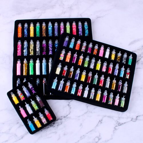 Blue brocade 48 bottles of glitter powder Sequin set handma