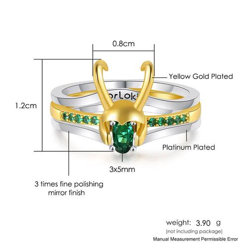 Loki Ring Sets For Women Superhero Thor Green Crystal Matchi