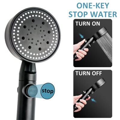 Shower Head Water Saving Black 5 Mode Adjustable High