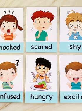 14pcs Montessori Baby Emotion Learning Card Cartoon English