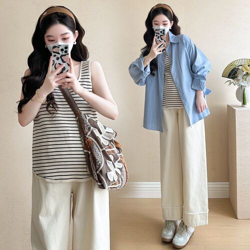 Maternity Top at Small High-end Design Sense Niche Striped F