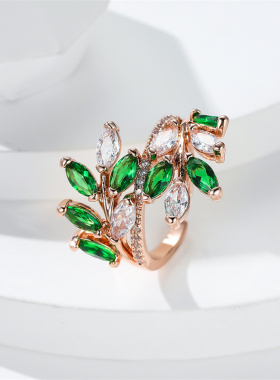 Marquise Cut Royal Blue Green Purple Pink Zircon Leaf Rings