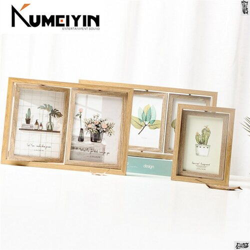 nordic vintage wooden photo frame placed on a 6 7 rotating