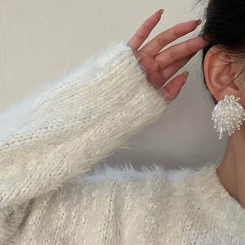 Pearl Crystal Fringed Flowers Earring South Koreas Temperam