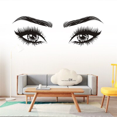 Fashion Lash & Brows Eyes Quote Wall Stickers Unique Girls E