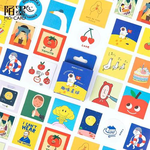Mohamm 45 PCS Boxed Stickers Fun Planet Cute Cartoon Decorat