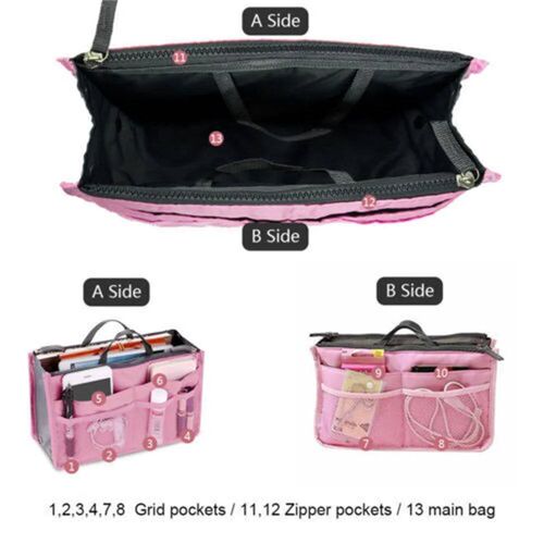Multifunctional Bi-fold Storage Bag Double Zipper Large Capa
