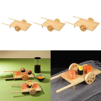 Sushi Display Cart Wood Tabletop Snack Food Holder Kitchen