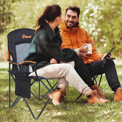 2-Pack 350LB Heavy Duty Oversized Padded Quad Fold Camping C