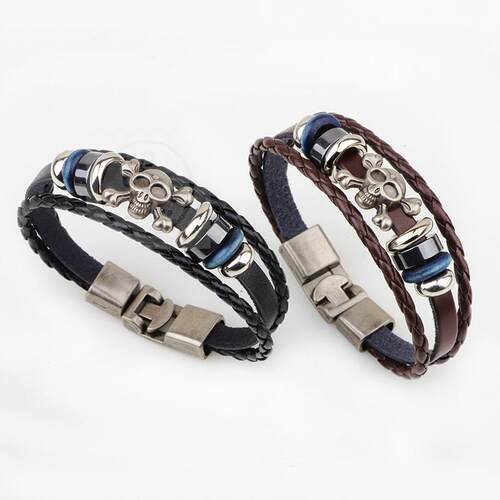 。Star Hu Ge Brlet Fashion punk alloy skull leather hand jew
