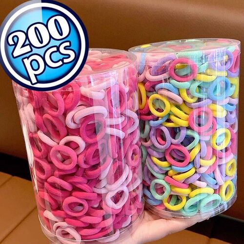 100/200PCS Women Girls Colorful Nylon Elastic Hair Bands tai