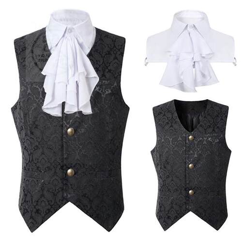 。Mens medieval clothing retro mens short vest Wig Hallowe