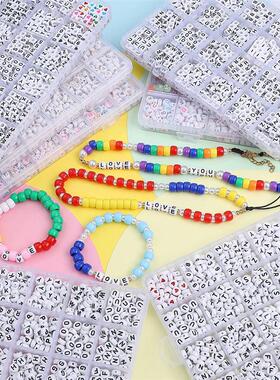 6x6/4x7mm Acrylic Alphabet Letters Numbers Heart Shape Beads