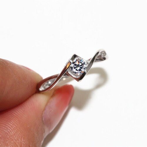 Silver color Finger Ring Promise Engagement Rings for Women