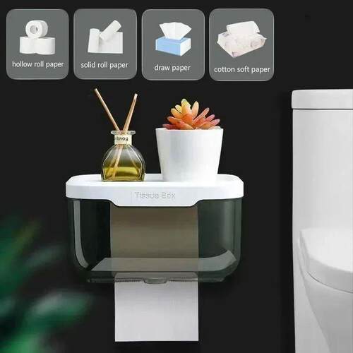 Wall Mounted Toilet Paper Holder Waterproof Tissue Box with