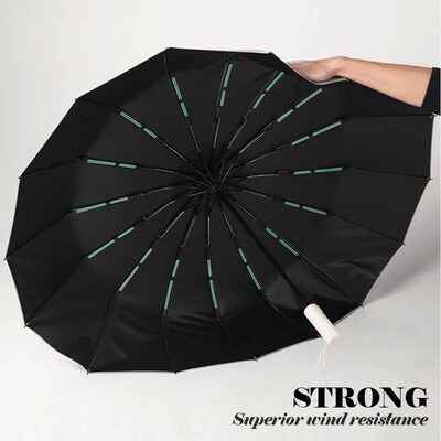 16K Double Bones Large Umbrella Men Womens Windproof Compact