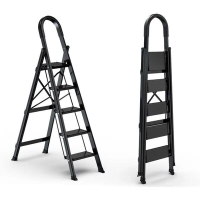 Lightweight 5 Step Ladder Folding Step Stool Stepladders wit