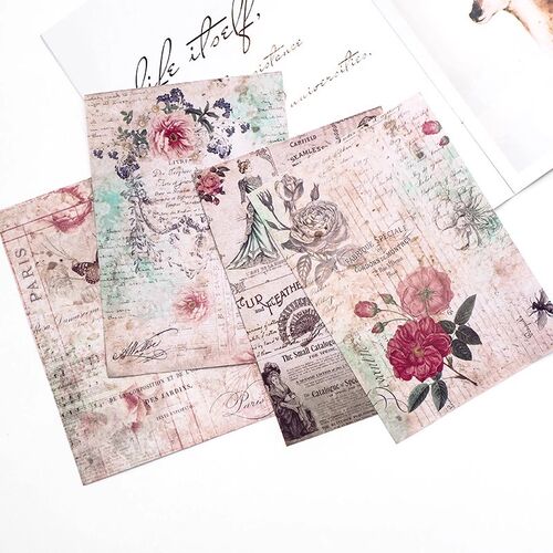 8pcs Rice Scrapbook Paper Pads Decoupage Vintage Patterned P